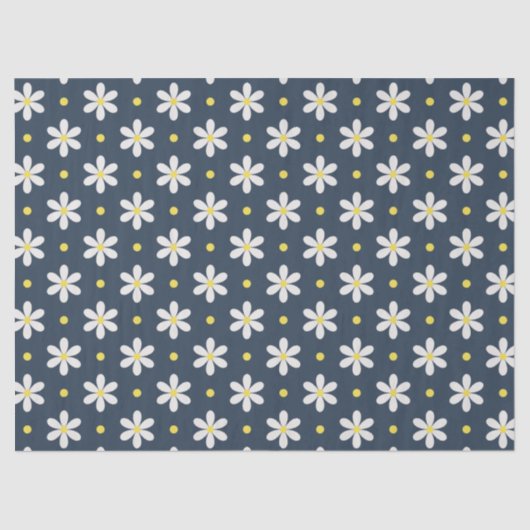 White Daisies Pattern Custom Background 薄葉紙 (正面)