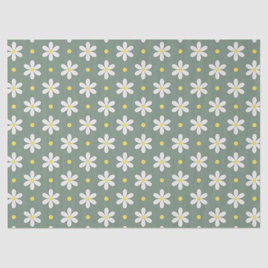 White Daisies Pattern Custom Background 薄葉紙 (正面)