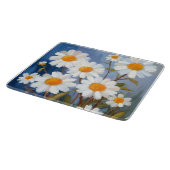 White Daisies Watercolor Flowers Painted カッティングボード (角)