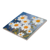 White Daisies Watercolor Flowers Painted タイル (側面)