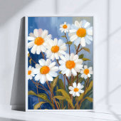 White Daisies Watercolor Flowers Painted ポスター