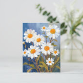 White Daisies Watercolor Flowers Painted ポストカード (スタンド正面)