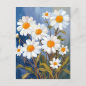 White Daisies Watercolor Flowers Painted ポストカード (正面)