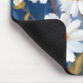 White Daisies Watercolor Flowers Painted マウスパッド (コーナー)