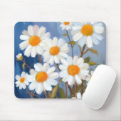 White Daisies Watercolor Flowers Painted マウスパッド (マウス)