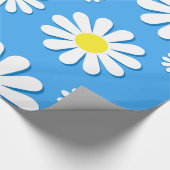 White Daisies with a blue background ラッピングペーパー (角)