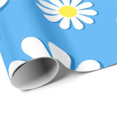 White Daisies with a blue background ラッピングペーパー (ロールコーナー)