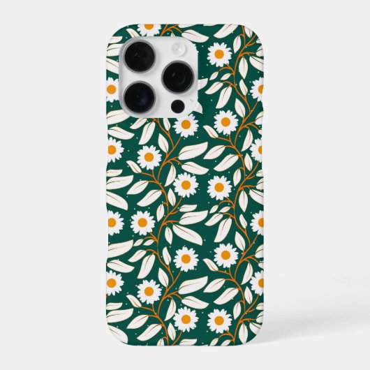 White daisies with bright yellow centers iPhoneケース (裏面)