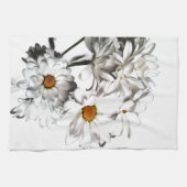 White Daisy Bloom Kitchen Towel–Fresh Floral Decor キッチンタオル (横)