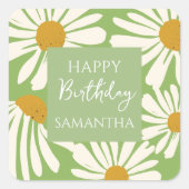 White Daisy Blooms –  Floral  Garden Birthday  スクエアシール (正面)