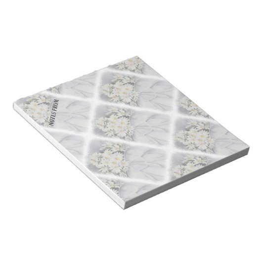 WHITE DAISY BOUQUET CUSTOMIZABLE NOTE PAD ノートパッド (アングル)
