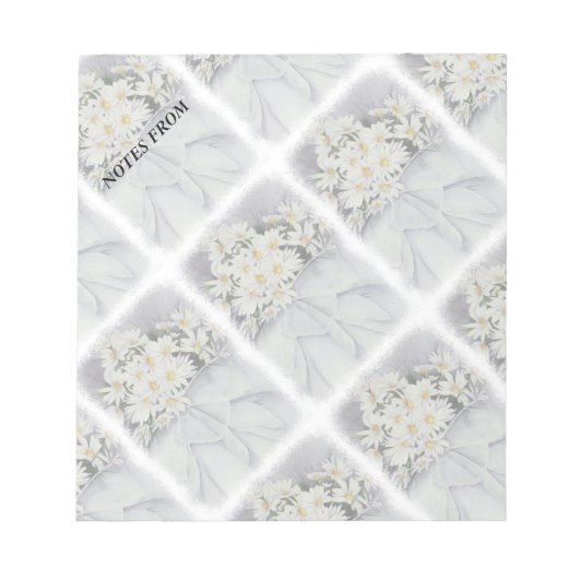 WHITE DAISY BOUQUET CUSTOMIZABLE NOTE PAD ノートパッド (正面)