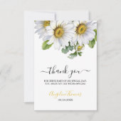 White Daisy Floral Greenery Script Birthday サンキューカード (正面)