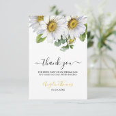 White Daisy Floral Greenery Script Birthday サンキューカード (スタンド正面)