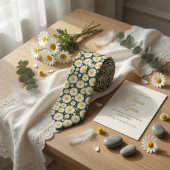 White Daisy Floral Wedding ネクタイ