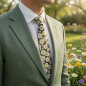 White Daisy Floral Wedding ネクタイ