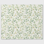 White Daisy Flowers Birthday ラッピングペーパー (フラット)