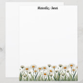 White Daisy Meadow Stationery Paper (正面/裏面)