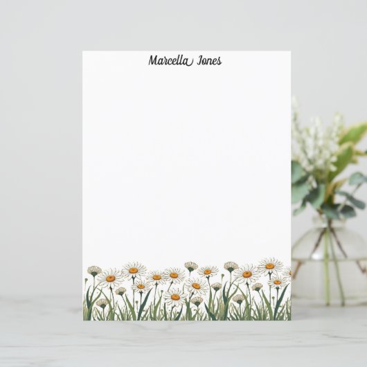 White Daisy Meadow Stationery Paper (スタンド正面)