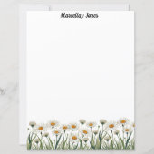 White Daisy Meadow Stationery Paper (正面)
