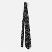 White Damask Black Floral Wedding Neck Tie ネクタイ (裏面)