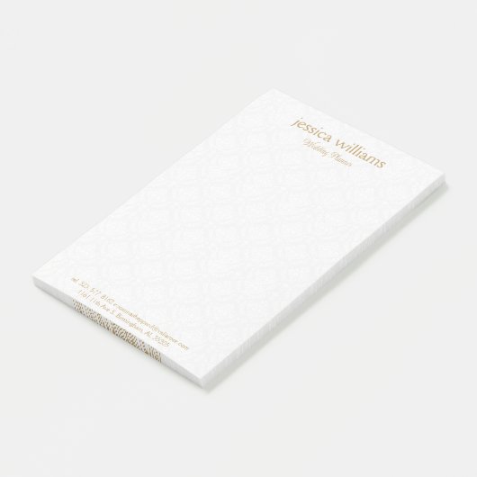 White Damasks Background Gold Typography ポストイット (アングル)