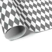 White & Dark Gray Harlequin Diamonds ラッピングペーパー (ロールコーナー)
