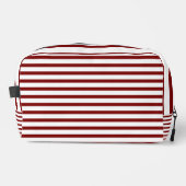 White & Deep Red Line Art Toiletry Bag  ドップキット (正面)