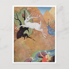 White Deer and Girl by Dorothy Lathrop ポストカード