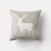White Deer Silhouette On Faux Velvet Texture クッション (裏面)