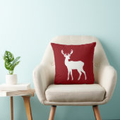 White Deer Silhouette On Red Stylish Christmas クッション (椅子)