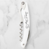 White design with black text custom names wedding  ソムリエナイフ (正面)