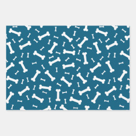 White Dog Bones Design  ラッピングペーパーシート