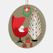 White Dog in Mid Century Christmas Room セラミックオーナメント (左)