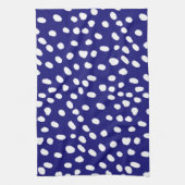 White Dots Dark Blue キッチンタオル (縦)