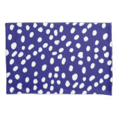 White Dots Dark Blue 枕カバー (正面左)