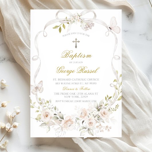 White Dove Baptism Invitation 招待状