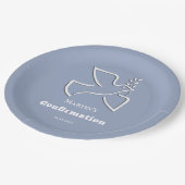 white dove blue background Confirmation  ペーパープレート (アングル)
