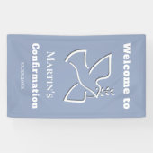 white dove design Confirmation boy welcome  横断幕 (横)