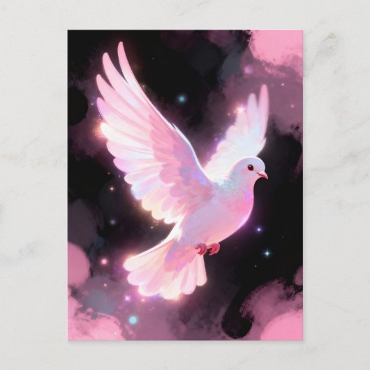 White Dove Ethereal Love Pink Clouds Celestial ポストカード (正面)