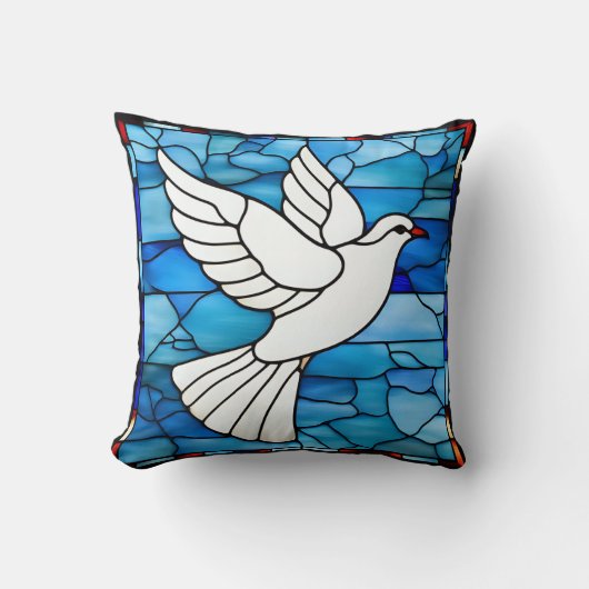 White Dove on Stained Glass クッション (正面)