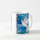 White Dove on Stained Glass コーヒーマグカップ (正面右)