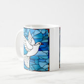 White Dove on Stained Glass コーヒーマグカップ (正面左)
