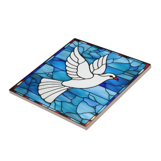 White Dove on Stained Glass タイル (側面)