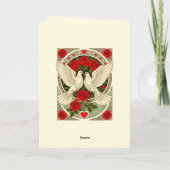 White Doves and Red Roses Art Nouveau カード (裏面)
