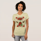 White Doves and Red Roses Art Nouveau Tシャツ (正面フル)