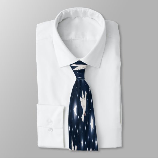 White Doves and Stars Tie ネクタイ (タイ)