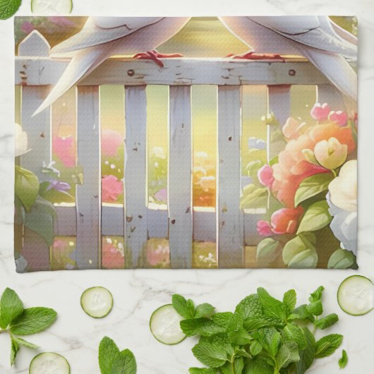 White Doves Cottage Garden キッチンタオル (折り畳み)