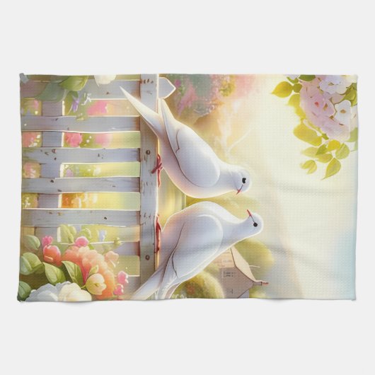 White Doves Cottage Garden キッチンタオル (横)