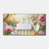 White Doves Cottage Garden デスクマット (キーボード&マウス)